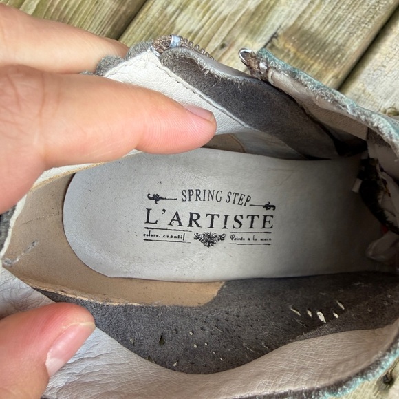 Spring Step L'Artiste Ankle Boots Size 40 Gray/Teal Leather Zip Perforated - Picture 7 of 12